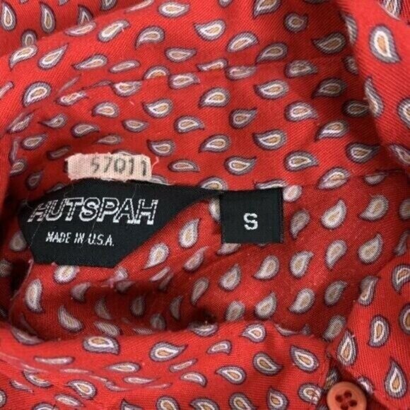 Hutspah Button Down Shirt Small Red Long Sleeve Classic Preppy Casual - Picture 4 of 4